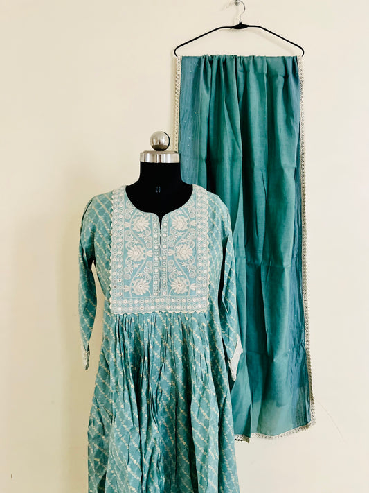 Mint Kurta Set with Dupatta by Indian Wear with at Kamakhyaa for sustainable fashion