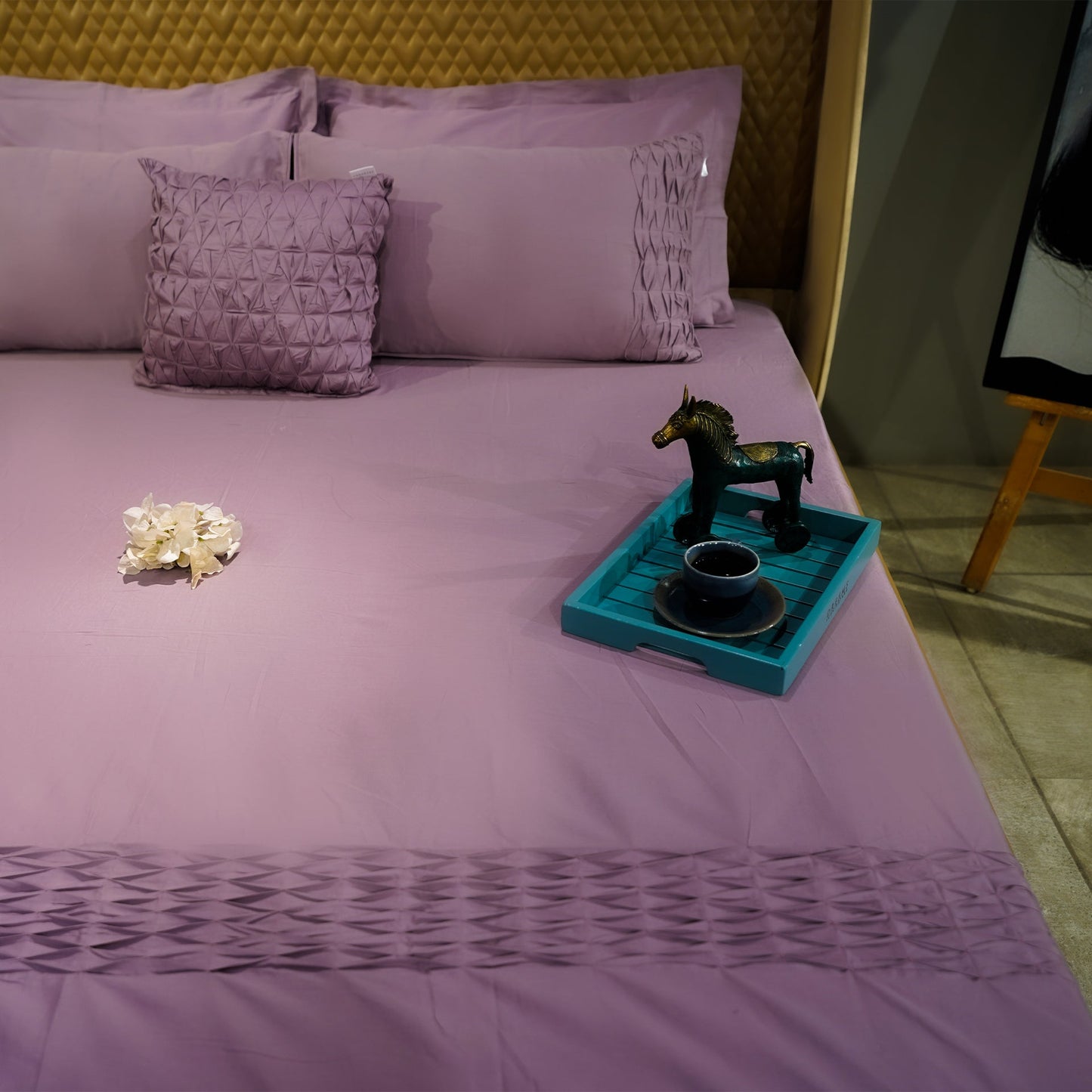 Misty Mauve Honeycomb Serenity Set by Aetherea with Bed Sets at Kamakhyaa for sustainable fashion