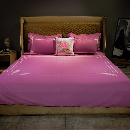 Rose Quartz Tranquil Curve by Aetherea with 100% Cotton, 300 TC, 400 TC, 500 TC, Baby Pink, Cushion, Designer Bedsheets, King, Pink, Queen, Solid at Kamakhyaa for sustainable fashion