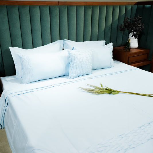 Azure Whisper Honeycomb Serenity Set by Aetherea with Bed Sets at Kamakhyaa for sustainable fashion