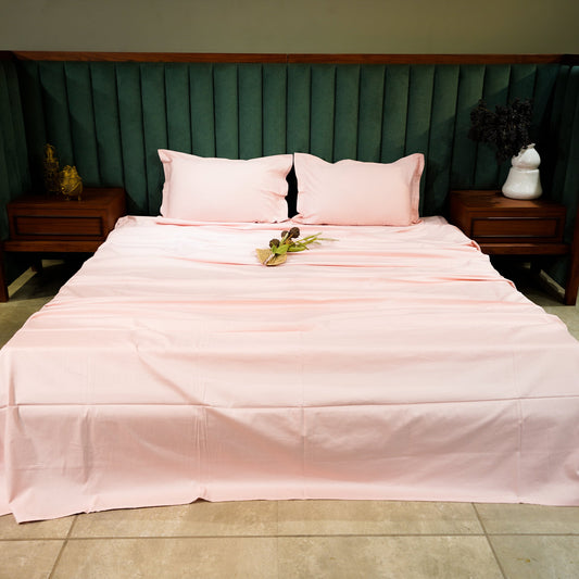 Baby Pink Serenity by Aetherea with 100% Cotton, 300 TC, 400 TC, 500 TC, Baby Pink, Bedsheets, King, Plain, Plain Bedsheets, Queen, Solid at Kamakhyaa for sustainable fashion