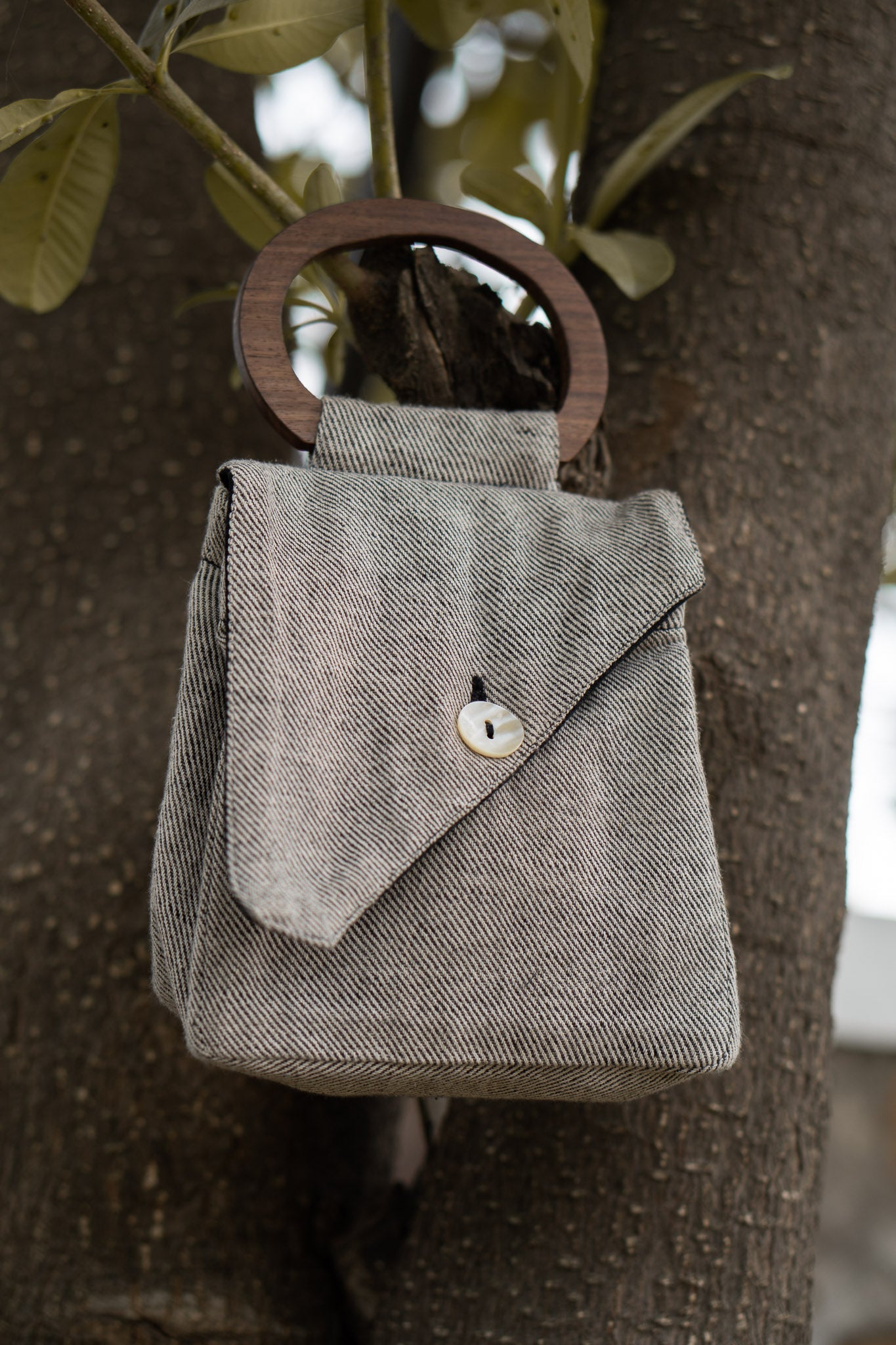 Assymetric Flap Bag by Lafaani with 100% pure cotton, Bags, Black, Casual Wear, Grey, Handbags, Natural with azo free dyes, Organic, Regular Fit, Solids, Sonder, Sonder by Lafaani at Kamakhyaa for sustainable fashion