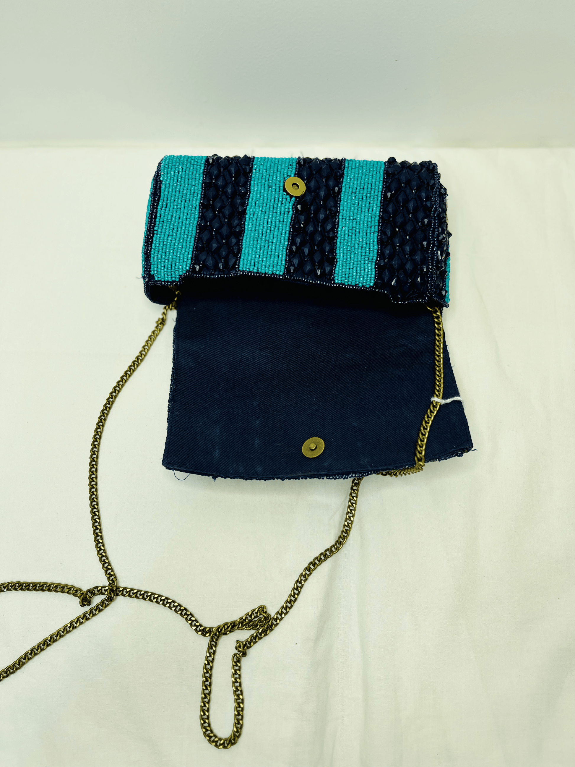 Blue And Black Sequin Beaded Sling Bag by Discarded Fresh Bags with Beads, Black, Blue, Casual Wear, Cotton, Made from Natural Materials, Mirror Work, Multicolor, Sling Bags, Women Led Designer at Kamakhyaa for sustainable fashion