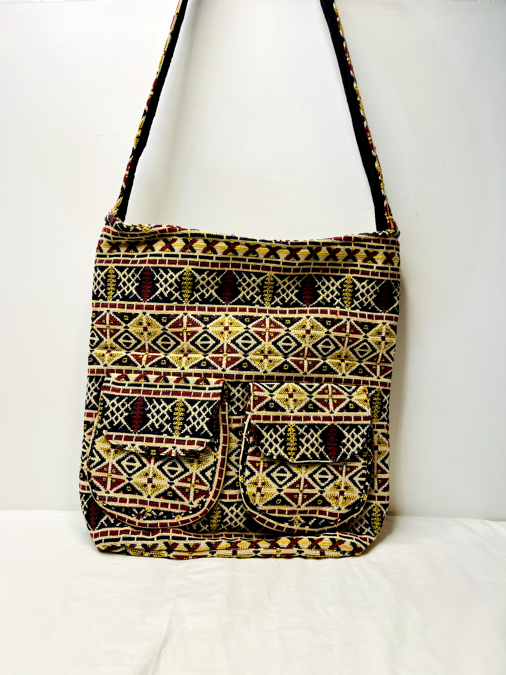 Black Multicolor Tote Bag With Pockets by Discarded Fresh Bags with Black, Casual Wear, Cotton, Made from Natural Materials, Mirror Work, Multicolor, Tote Bags, Women Led Designer at Kamakhyaa for sustainable fashion