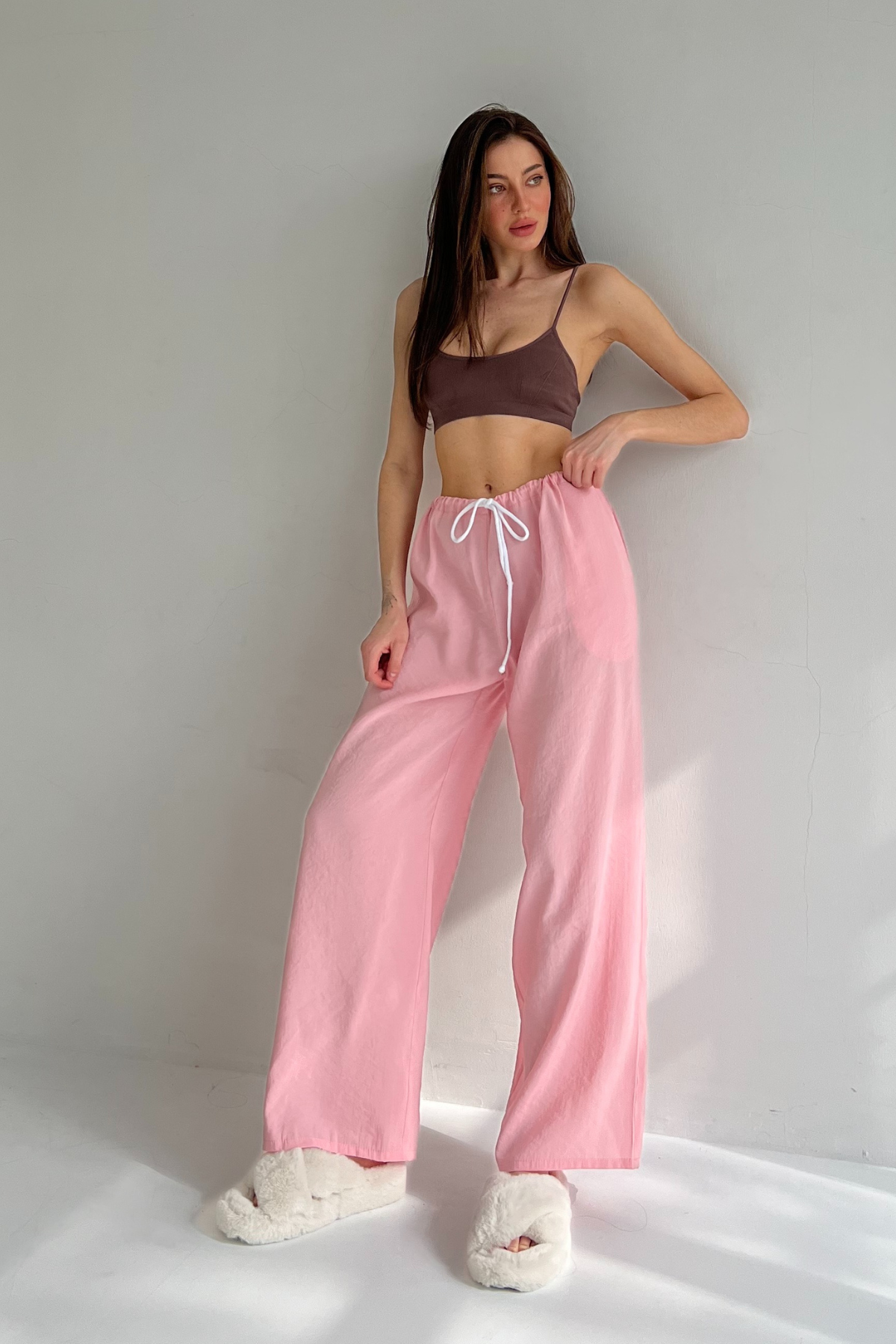 Silky 3-pieces pajama set - Pants, Bra-top, Shirt