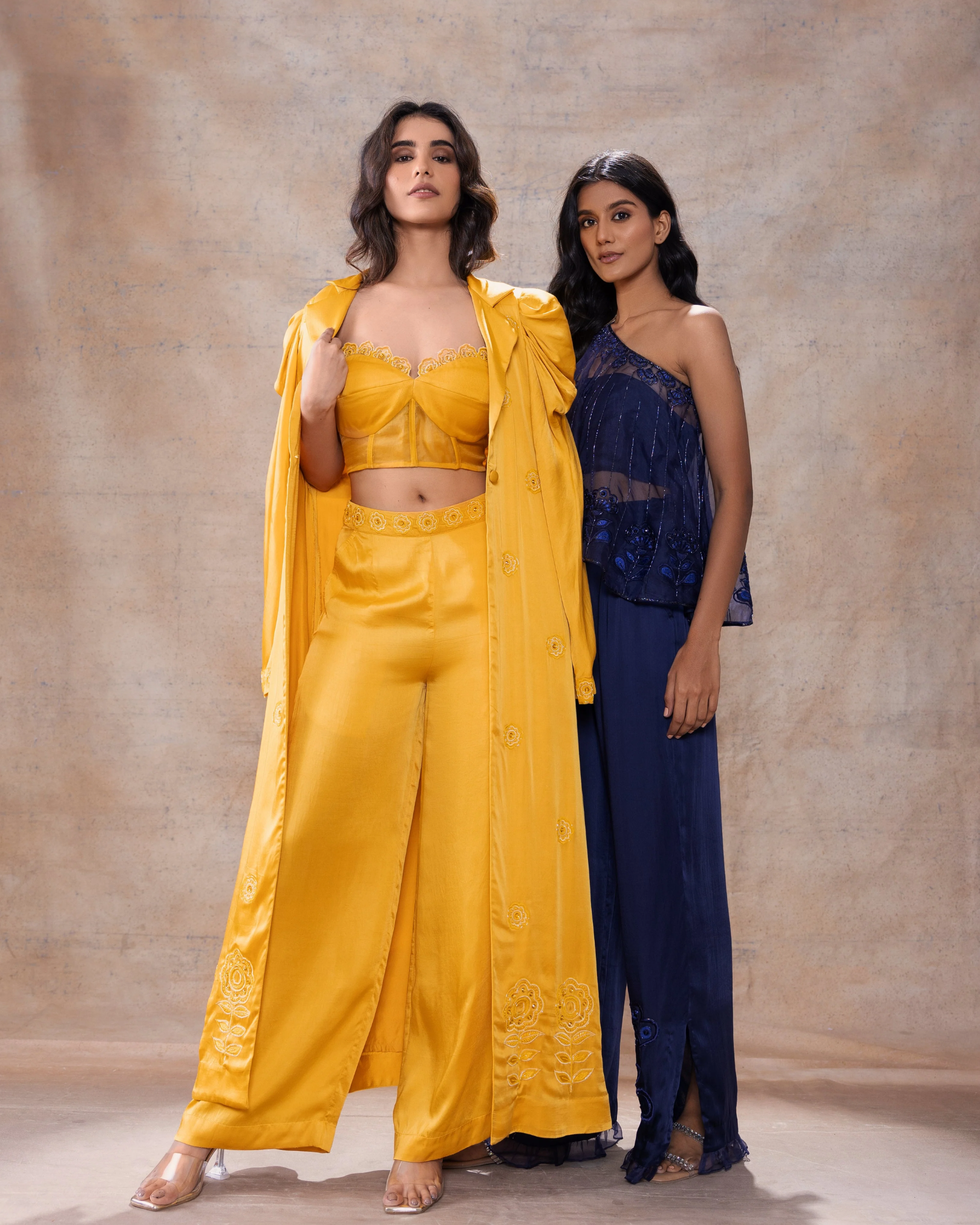 Cape with bralette and pant set by Akashi Clothing with Festive Collection at Kamakhyaa for sustainable fashion