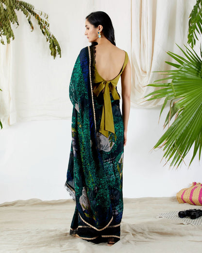 FLORA PRINTED SAREE by devyanimehrotra.com with at Kamakhyaa for sustainable fashion