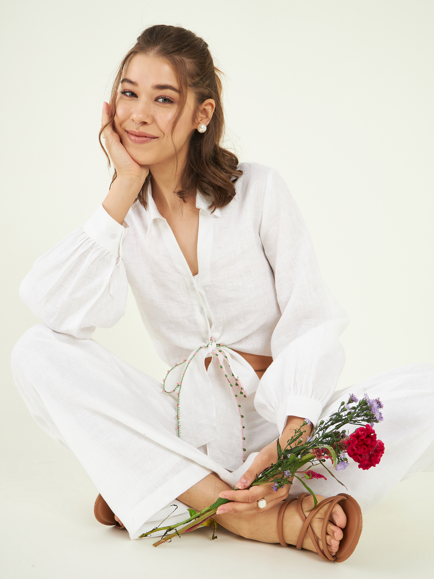 Blissful White Co-ord Set by Bohobi with at Kamakhyaa for sustainable fashion