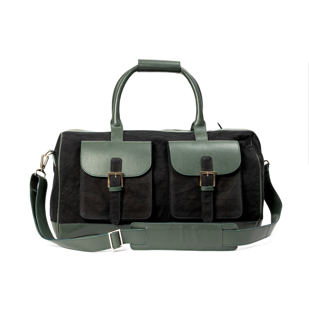 Ajax Vegan Leather Duffle Bag - Black by Green Hermitage with SS25 at Kamakhyaa for sustainable fashion
