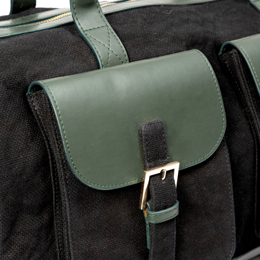 Ajax Vegan Leather Duffle Bag - Black by Green Hermitage with SS25 at Kamakhyaa for sustainable fashion