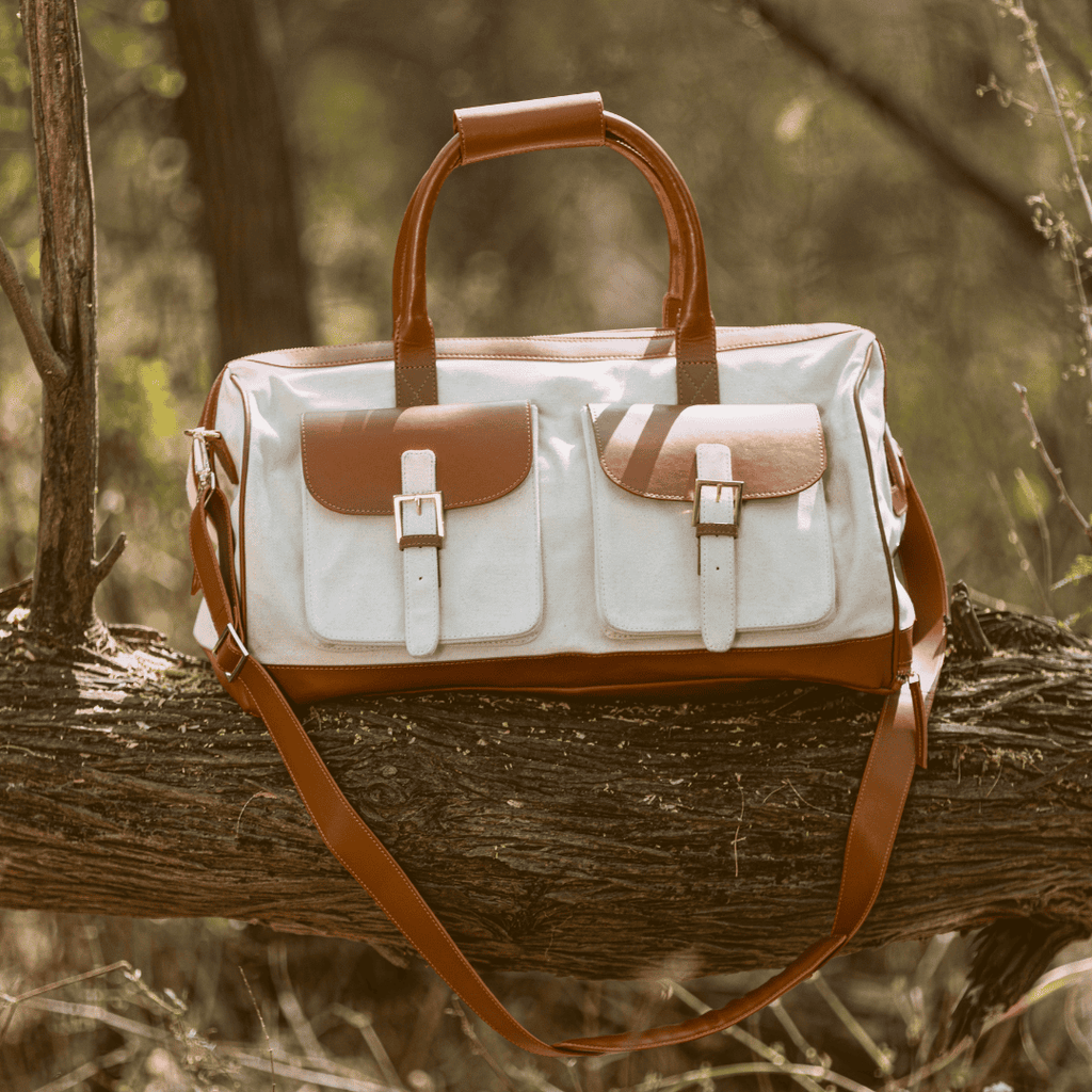 Ajax Vegan Leather Duffle Bag -Beige by Green Hermitage with SS25 at Kamakhyaa for sustainable fashion