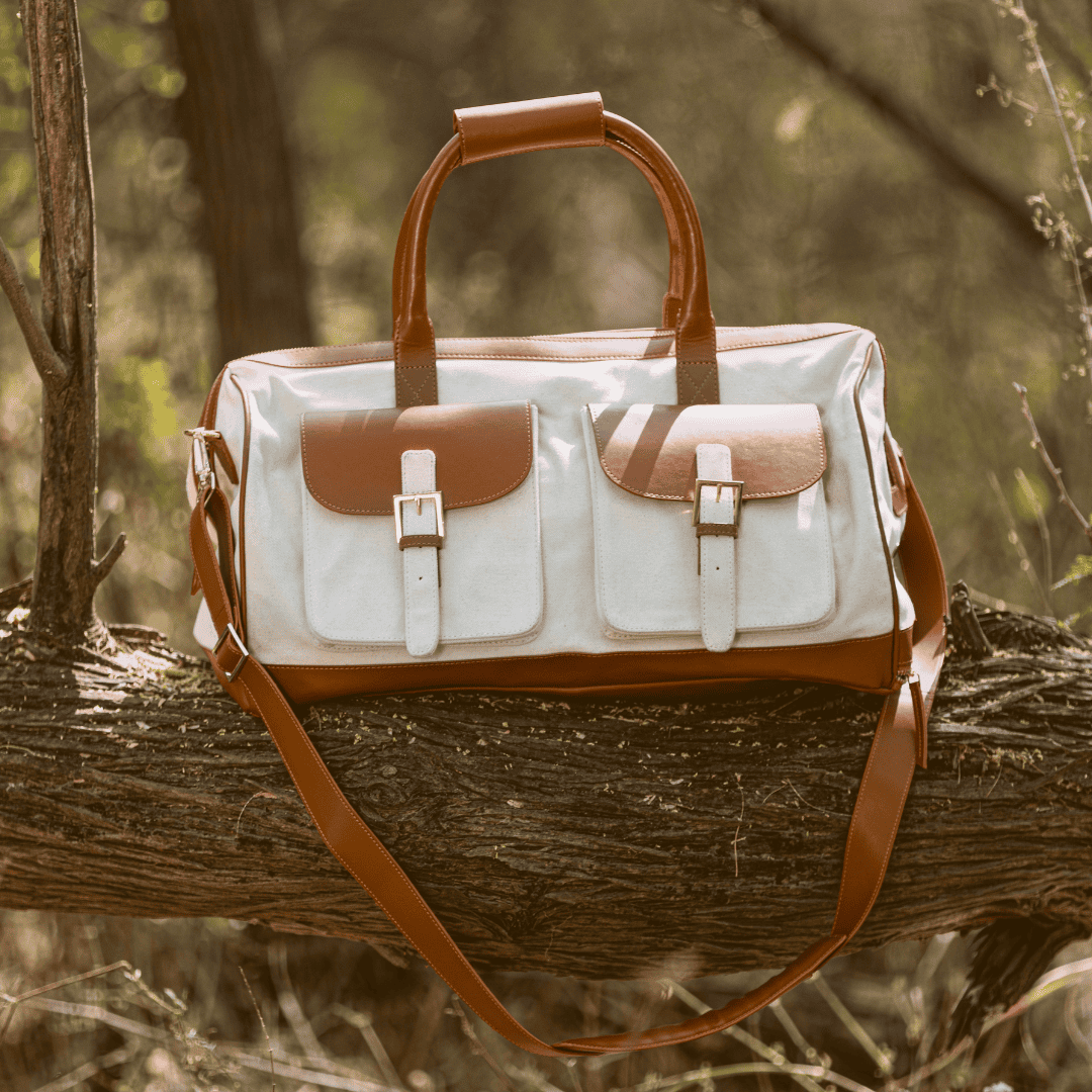 Ajax Vegan Leather Duffle Bag -Beige by Green Hermitage with SS25 at Kamakhyaa for sustainable fashion