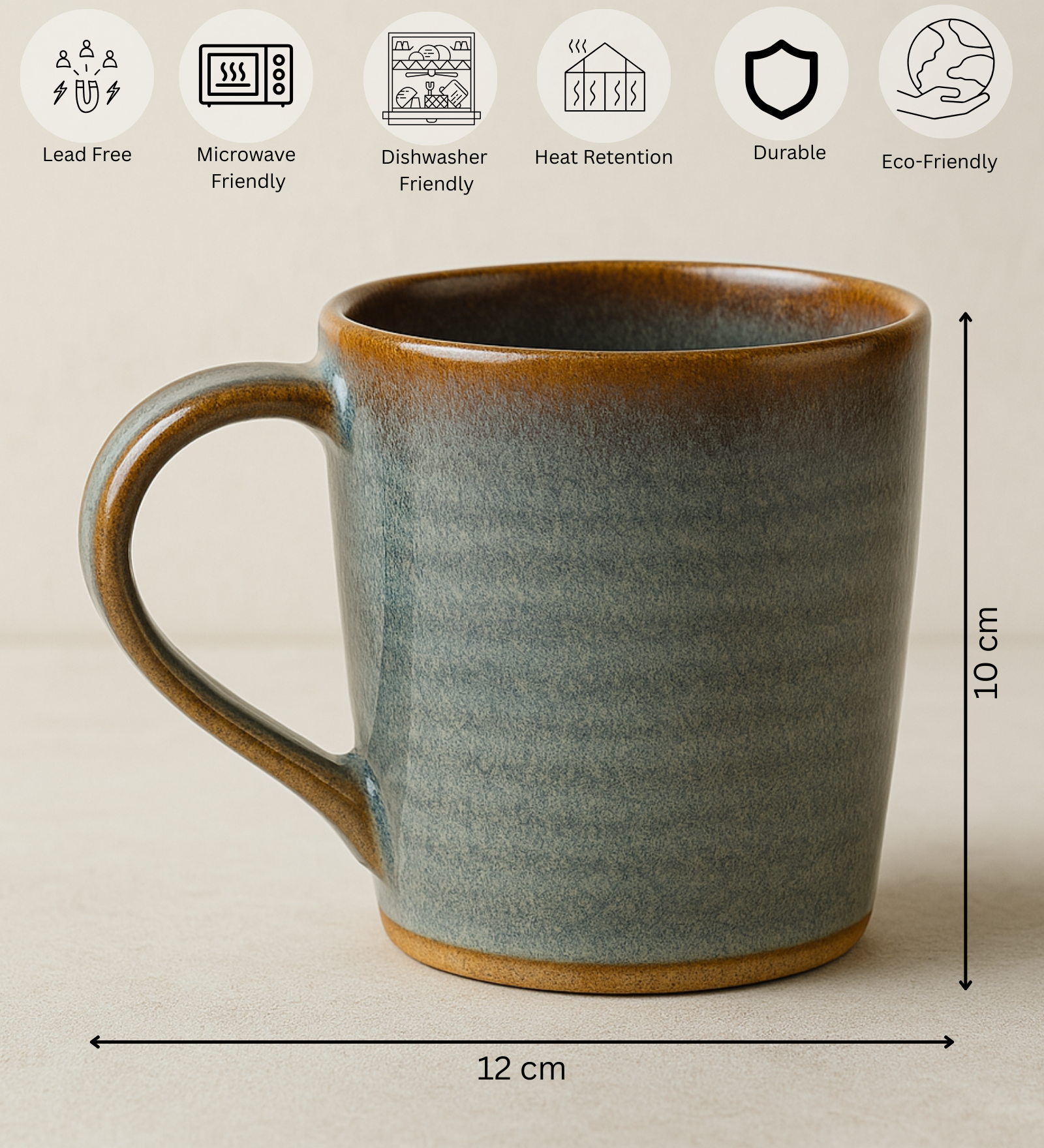 Rustic Stoneware Coffee Mug - Minimalist Handmade Ceramic Coffee Cup by Aetherea World with at Kamakhyaa for sustainable fashion