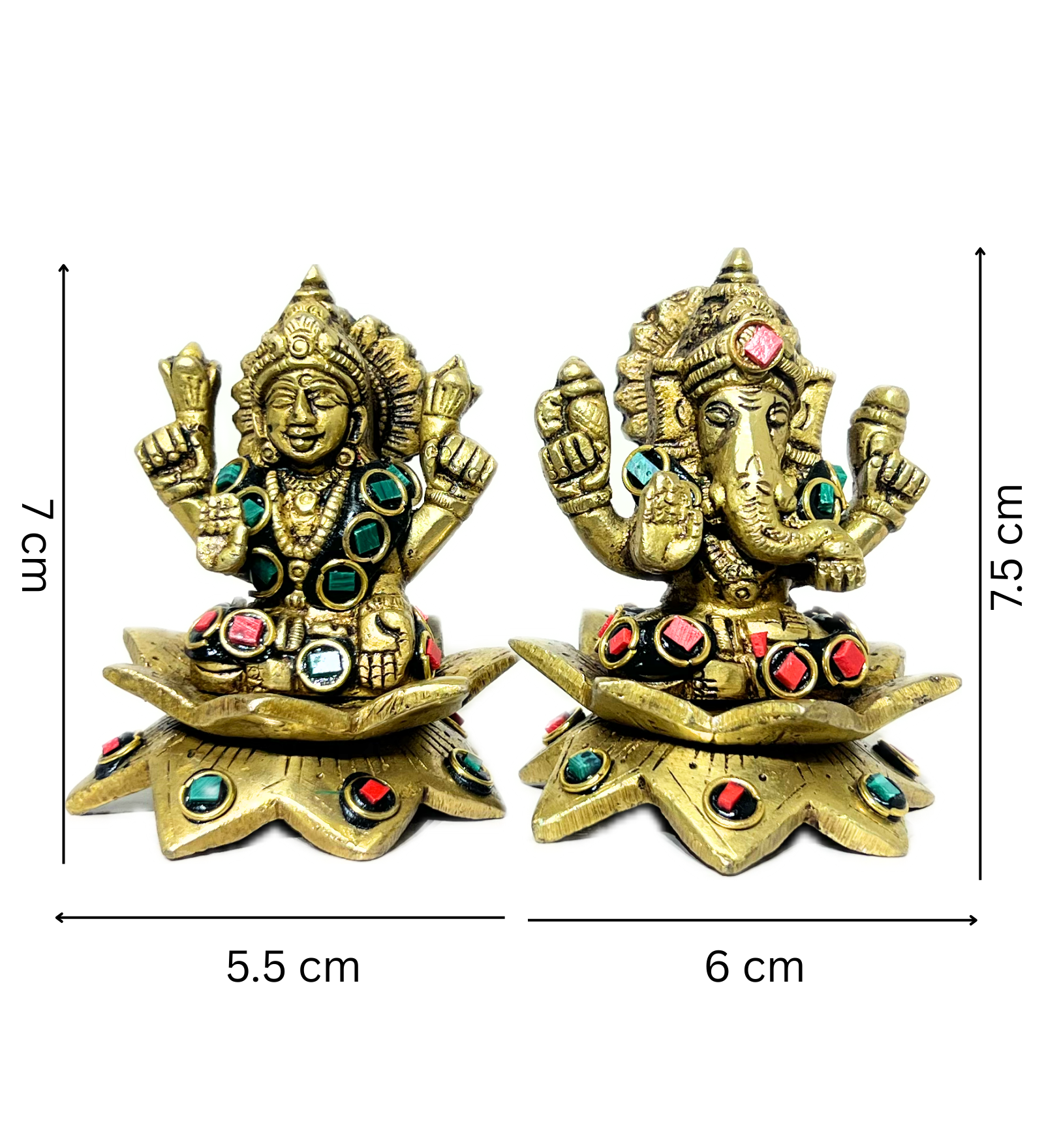 Brass Laxmi Ganesh Idol Set with Stone Finish – 100% Pure Brass by Aetherea World with God at Kamakhyaa for sustainable fashion