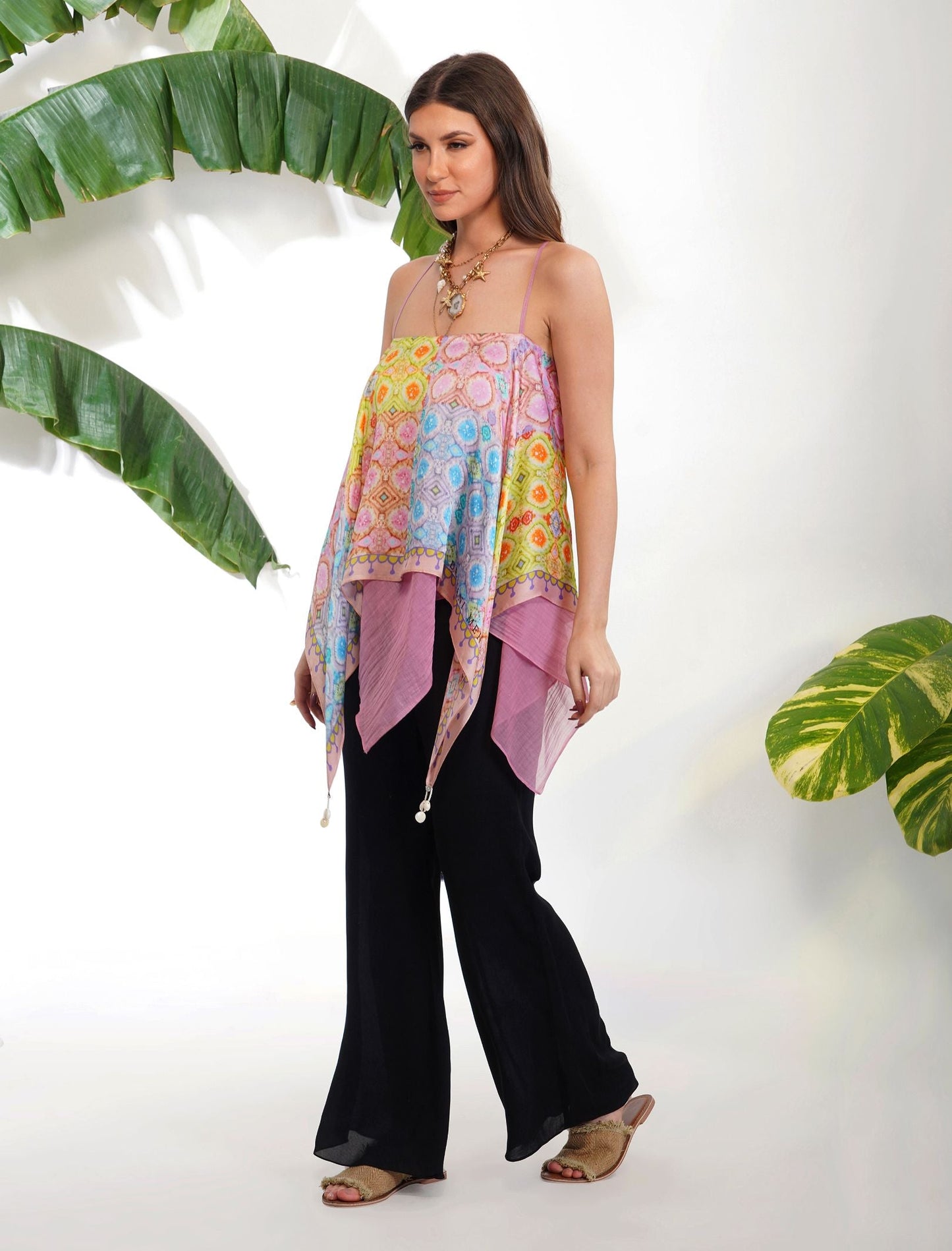 TIE- DYE ASYMMETRIC SCARF TOP by devyanimehrotra.com with at Kamakhyaa for sustainable fashion