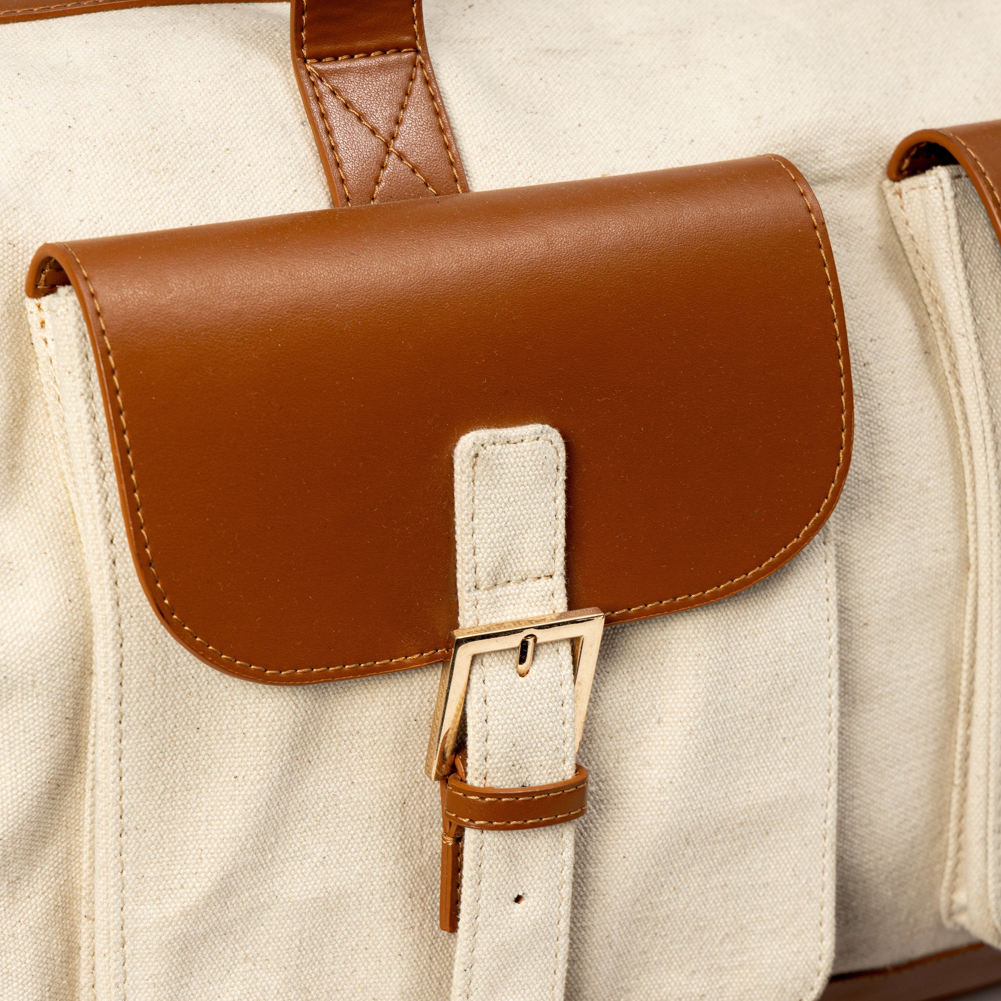Ajax Vegan Leather Duffle Bag -Beige by Green Hermitage with SS25 at Kamakhyaa for sustainable fashion