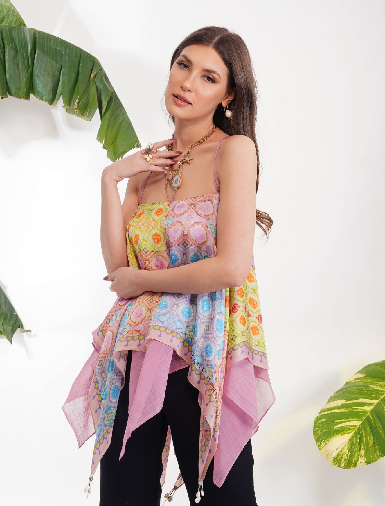 TIE- DYE ASYMMETRIC SCARF TOP by devyanimehrotra.com with at Kamakhyaa for sustainable fashion