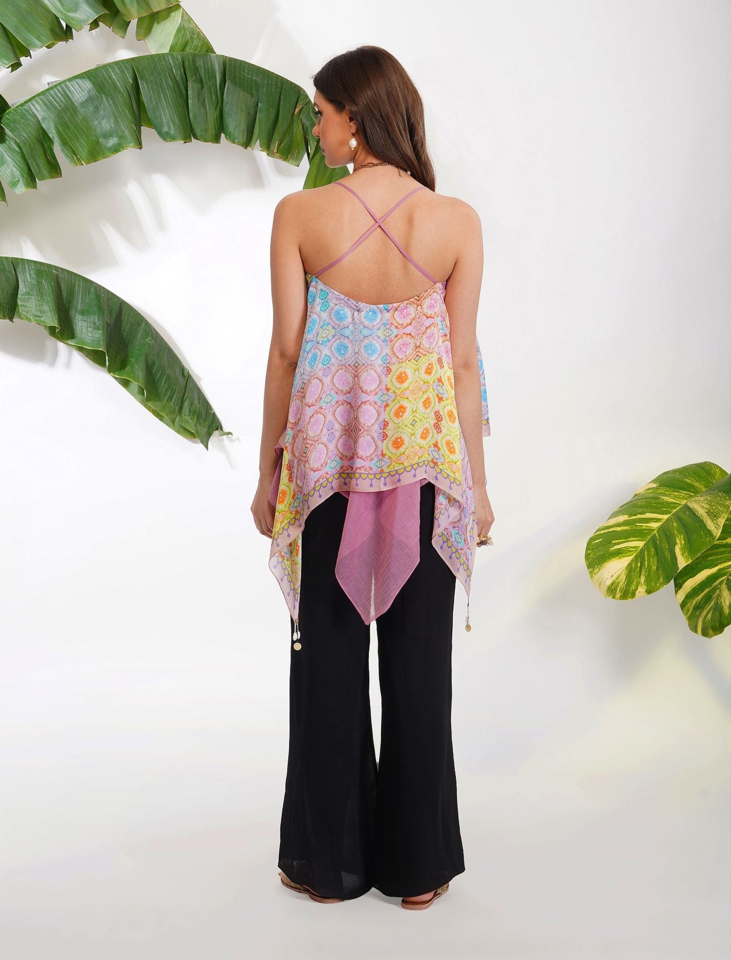 TIE- DYE ASYMMETRIC SCARF TOP by devyanimehrotra.com with at Kamakhyaa for sustainable fashion