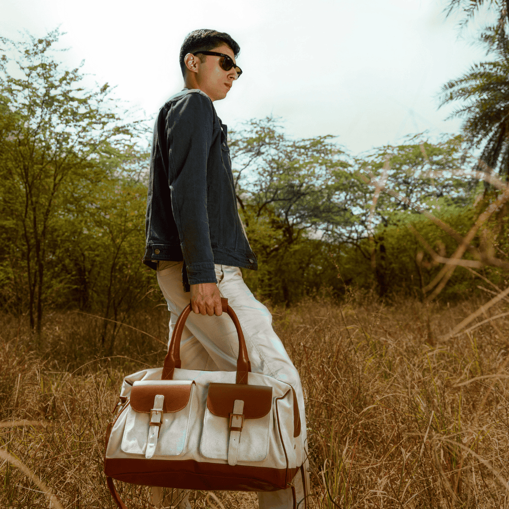 Ajax Vegan Leather Duffle Bag -Beige by Green Hermitage with SS25 at Kamakhyaa for sustainable fashion