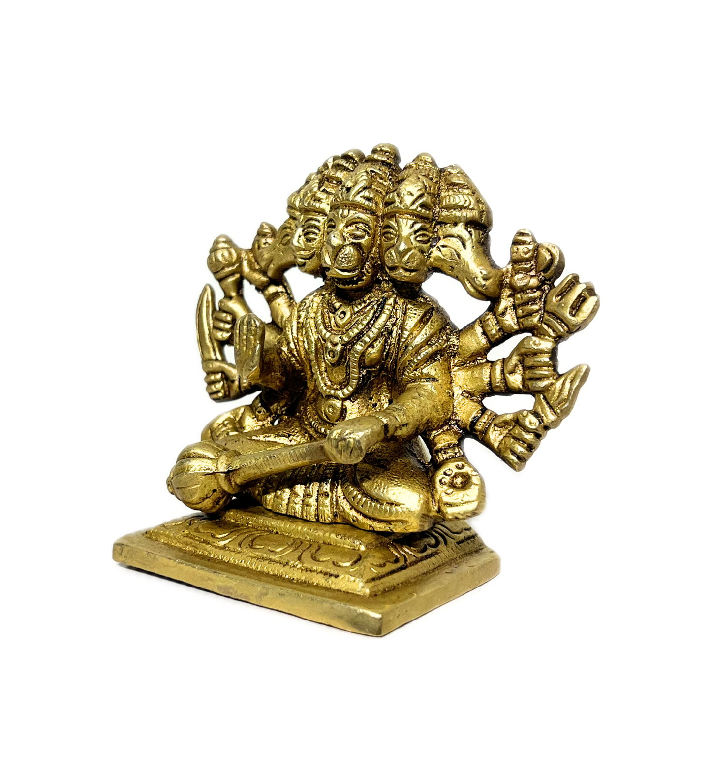 Sitting Brass Panchmukhi Hanuman Idol – 100% Pure Brass by Aetherea World with God at Kamakhyaa for sustainable fashion