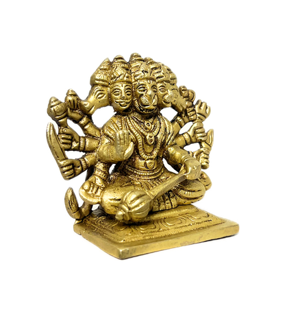 Sitting Brass Panchmukhi Hanuman Idol – 100% Pure Brass by Aetherea World with God at Kamakhyaa for sustainable fashion