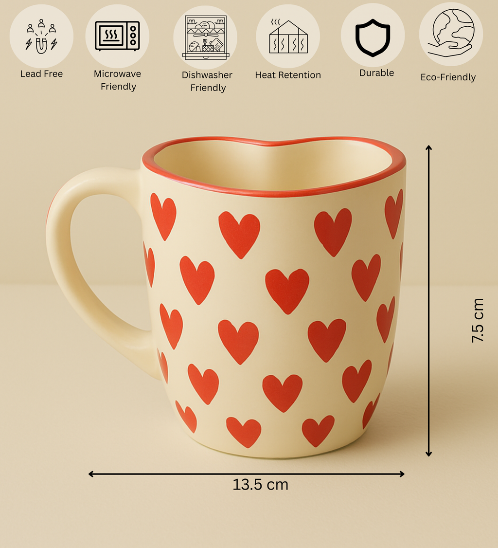 Handmade Love Notes Mug & Dish Set – Heart-Shaped Ceramic Gift Duo by Aetherea World with at Kamakhyaa for sustainable fashion