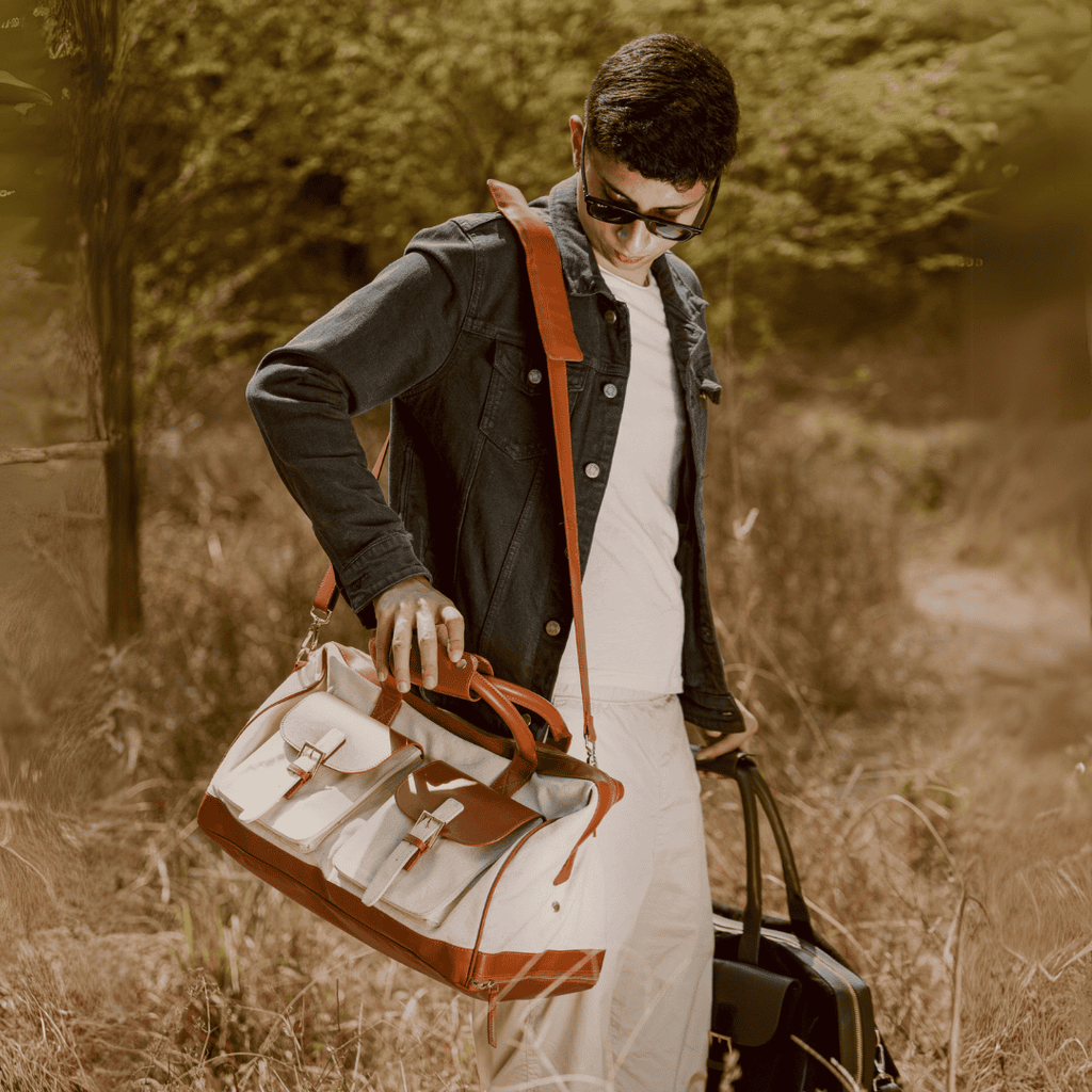 Ajax Vegan Leather Duffle Bag -Beige by Green Hermitage with SS25 at Kamakhyaa for sustainable fashion