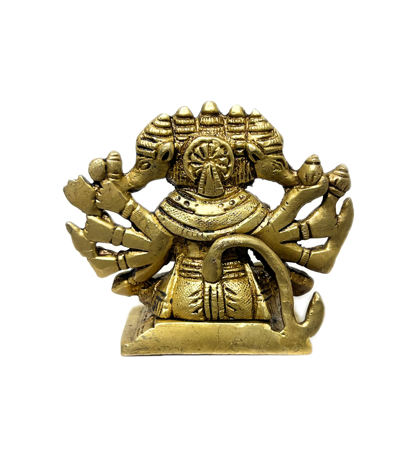 Sitting Brass Panchmukhi Hanuman Idol – 100% Pure Brass by Aetherea World with God at Kamakhyaa for sustainable fashion
