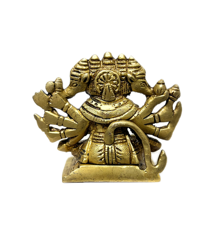 Sitting Brass Panchmukhi Hanuman Idol – 100% Pure Brass by Aetherea World with God at Kamakhyaa for sustainable fashion