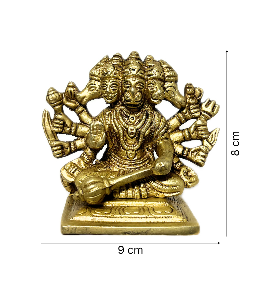 Sitting Brass Panchmukhi Hanuman Idol – 100% Pure Brass by Aetherea World with God at Kamakhyaa for sustainable fashion