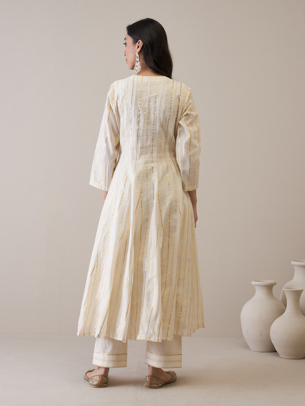 Mirror Embroidered Scoop Neck Anarkali Kurta Set with dupatta by RoohbyRidhimaa with Avani by RoohbyRidhimaa, Cotton, Festive Wear, Kurta Set with Dupattas, Mirror Embroidery, Regular Fit, Silk Organza, Toxin free, White at Kamakhyaa for sustainable fashion