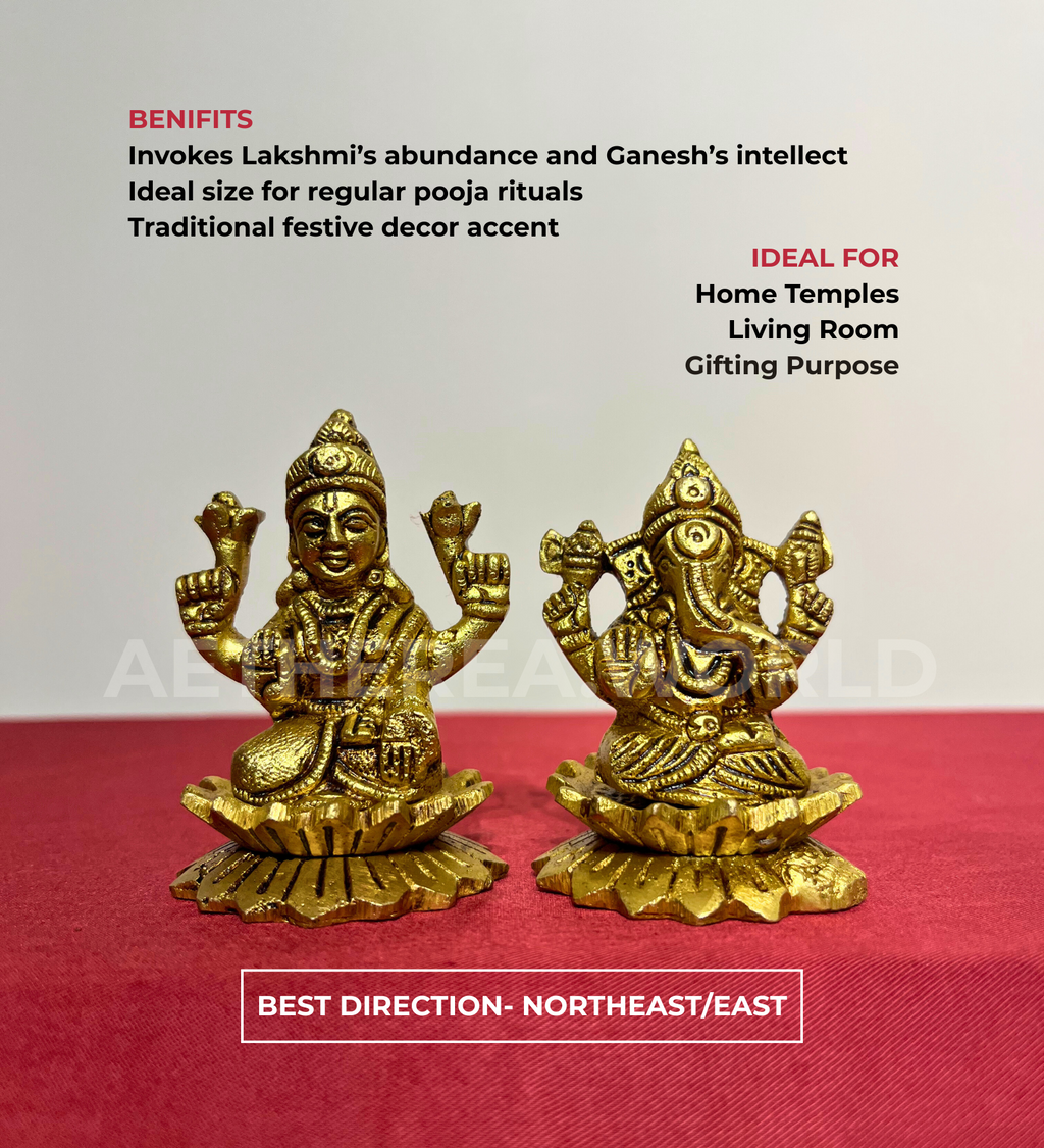 Brass Laxmi Ganesh Idol Set – 100% Pure Brass by Aetherea World with God at Kamakhyaa for sustainable fashion