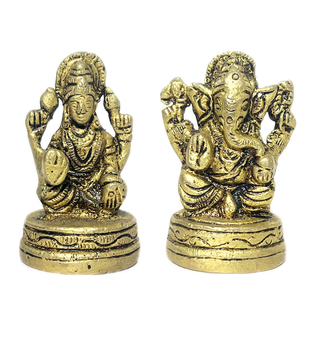 Small Brass Laxmi Ganesh Idol Set – 100% Pure Brass by Aetherea World with God at Kamakhyaa for sustainable fashion