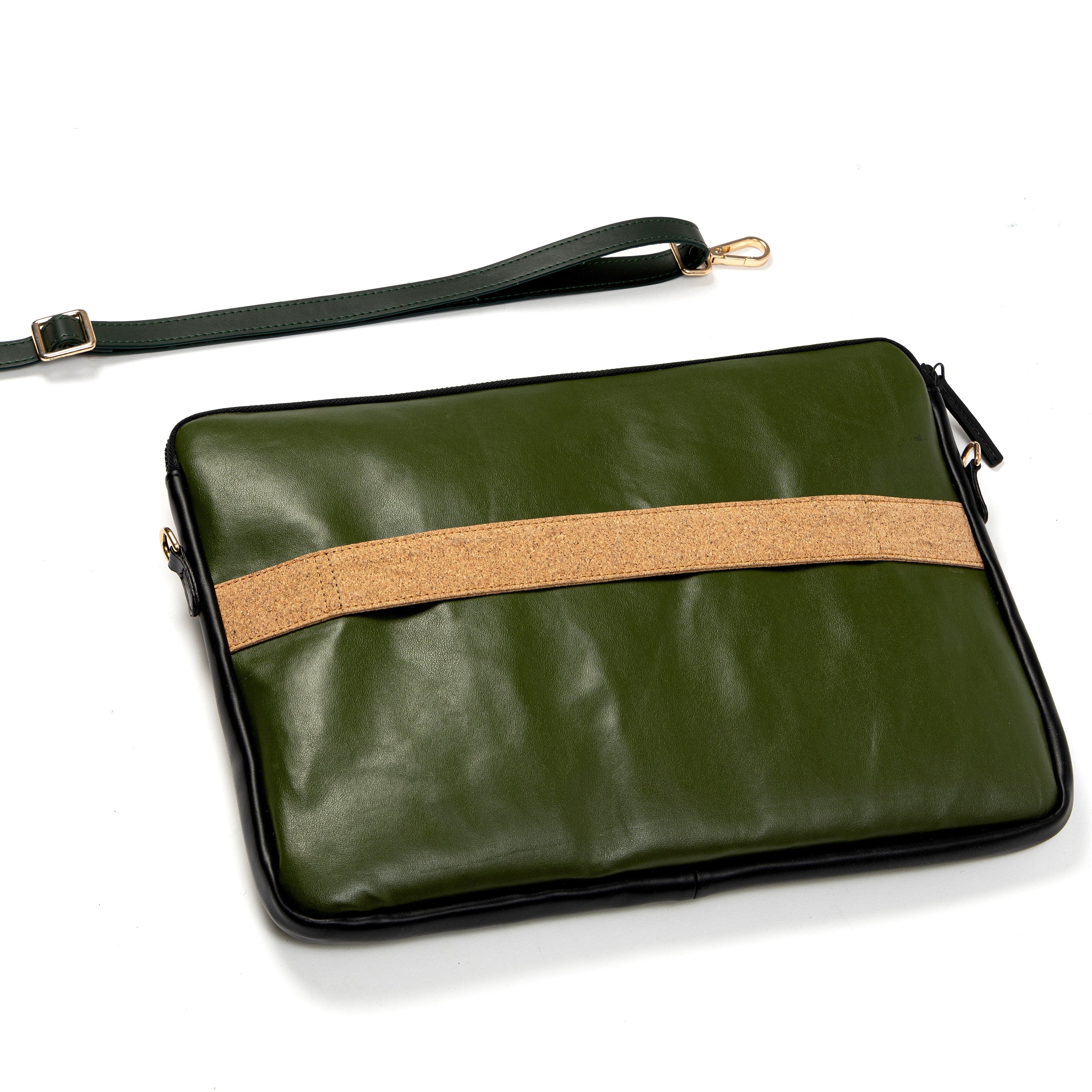 Acacia Vegan Leather Laptop Sleeve - Olive by Green Hermitage with SS25 at Kamakhyaa for sustainable fashion