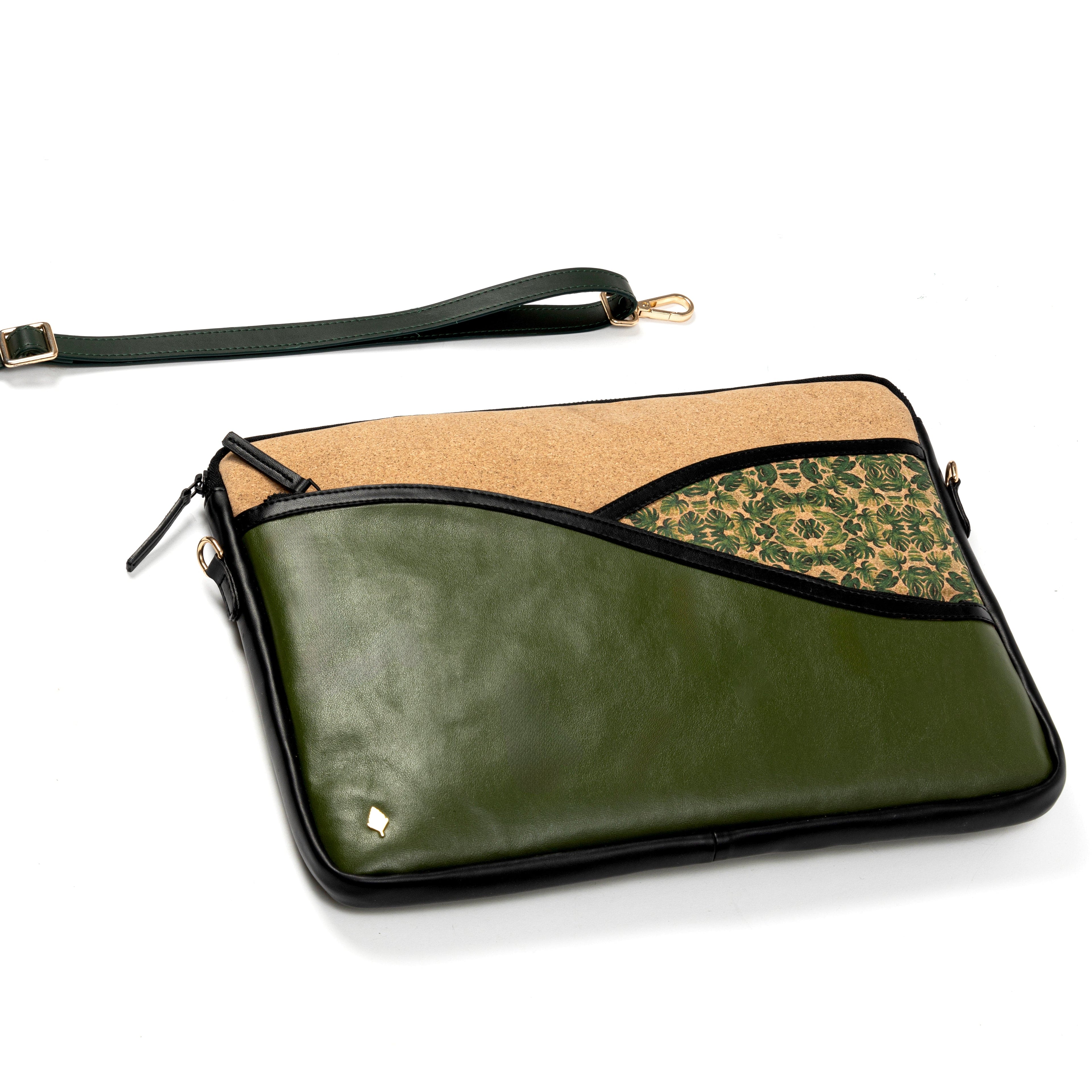 Acacia Vegan Leather Laptop Sleeve - Olive by Green Hermitage with SS25 at Kamakhyaa for sustainable fashion