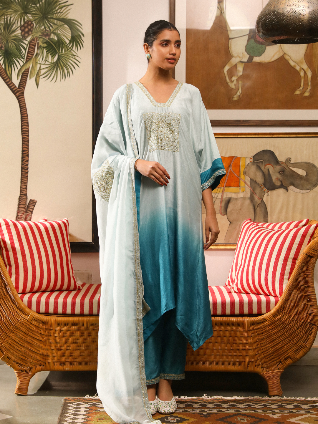 Idaa Kurta Set by RoohbyRidhimaa with Large, Medium, Small, X-Large, X-Small at Kamakhyaa for sustainable fashion