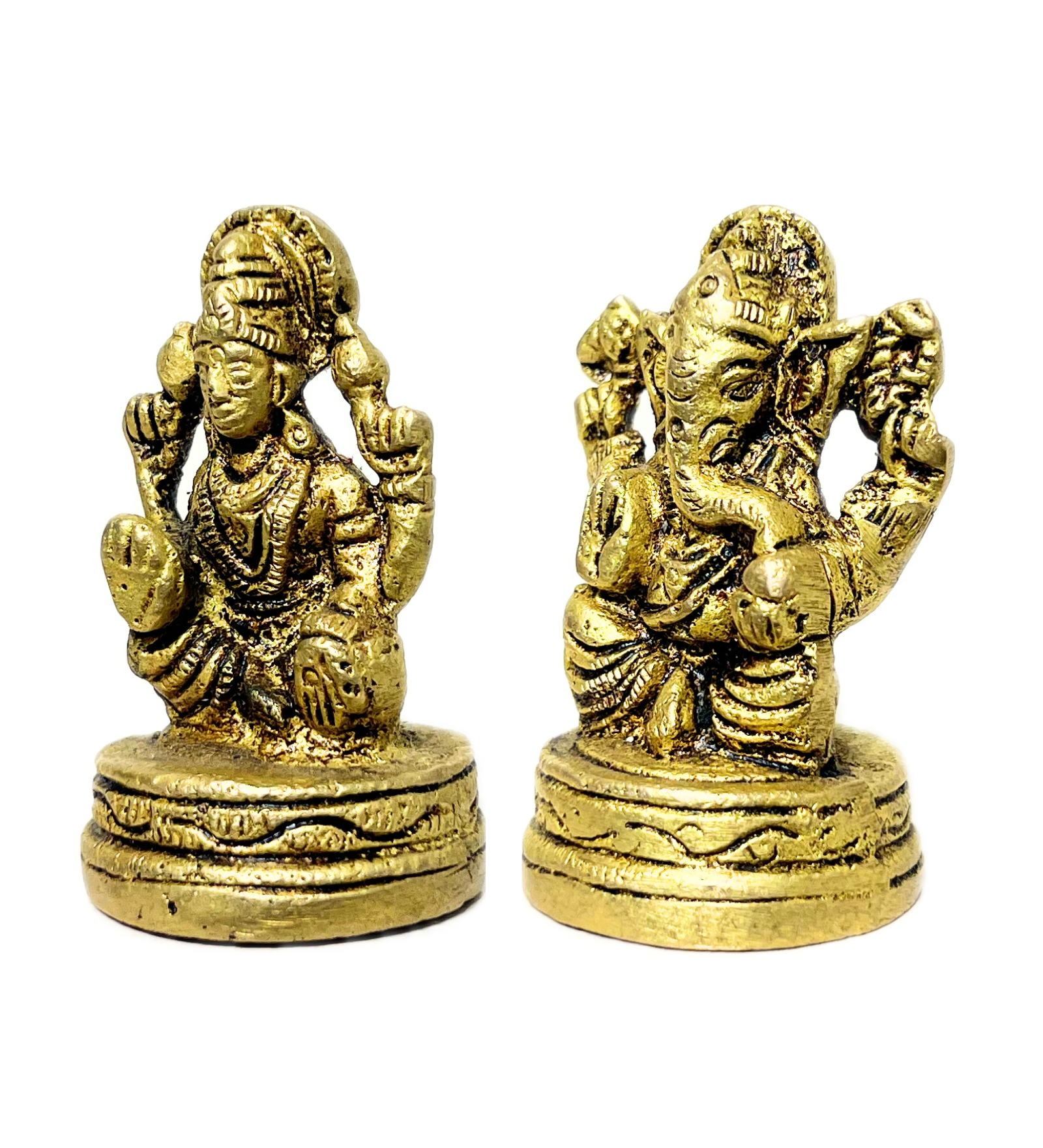 Small Brass Laxmi Ganesh Idol Set – 100% Pure Brass by Aetherea World with God at Kamakhyaa for sustainable fashion