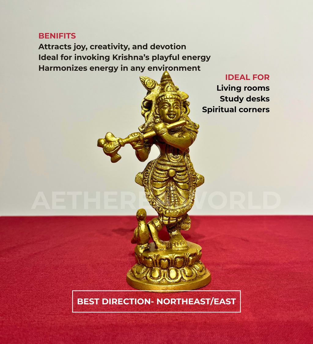 Brass Krishna Idol – 100% Pure Brass by Aetherea World with God at Kamakhyaa for sustainable fashion