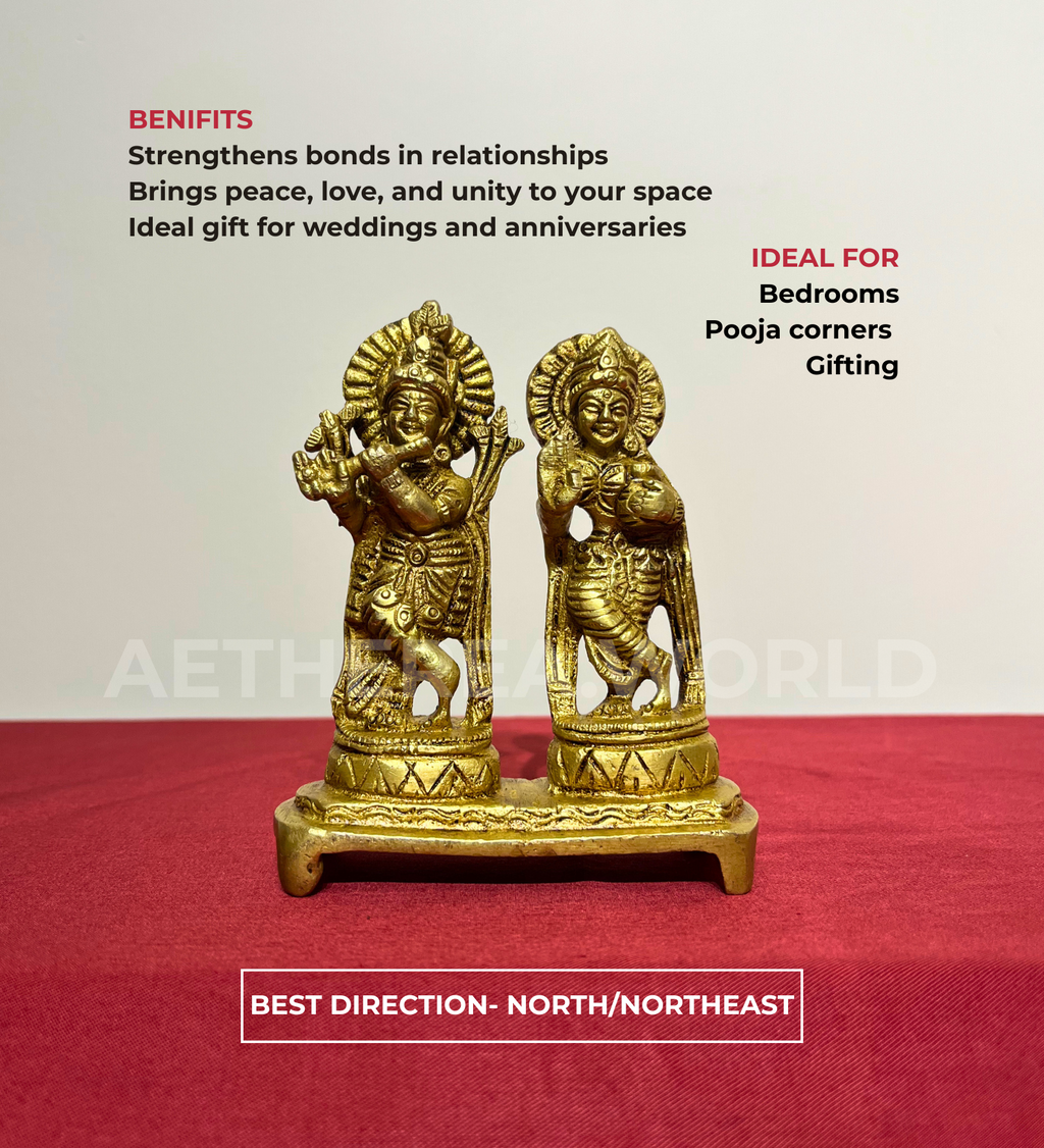 Brass Radha Krishna Idol – 100% Pure Brass by Aetherea World with God at Kamakhyaa for sustainable fashion