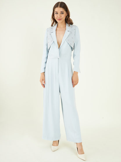 Sky Embellished Power Jumpsuit by Bohobi with at Kamakhyaa for sustainable fashion