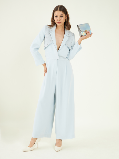 Sky Embellished Power Jumpsuit by Bohobi with at Kamakhyaa for sustainable fashion