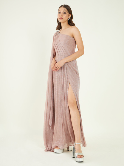 Nude Slit Dress by Bohobi with at Kamakhyaa for sustainable fashion