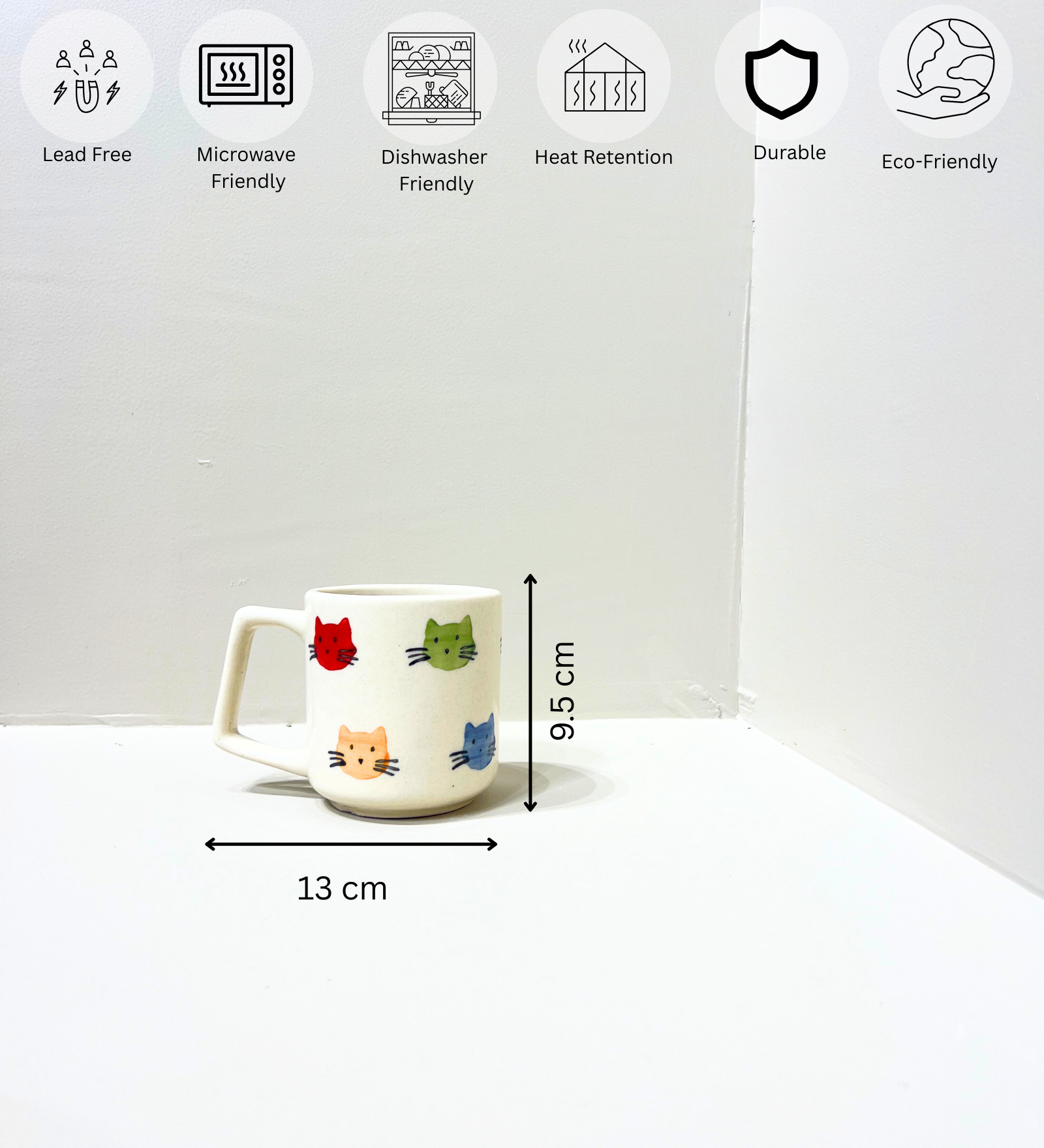 Purrfect Companions – Hand-Painted Kitty Face Mug by Aetherea World with at Kamakhyaa for sustainable fashion