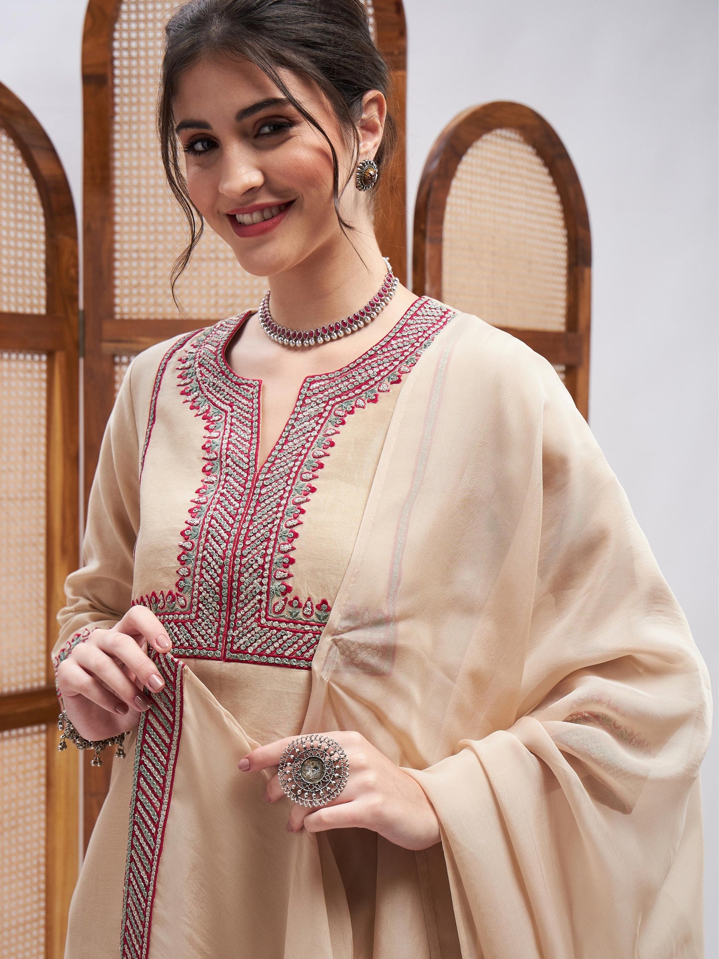 Sheereen Kurta Set by RoohbyRidhimaa with Large, Medium, Small, X-Large, X-Small at Kamakhyaa for sustainable fashion