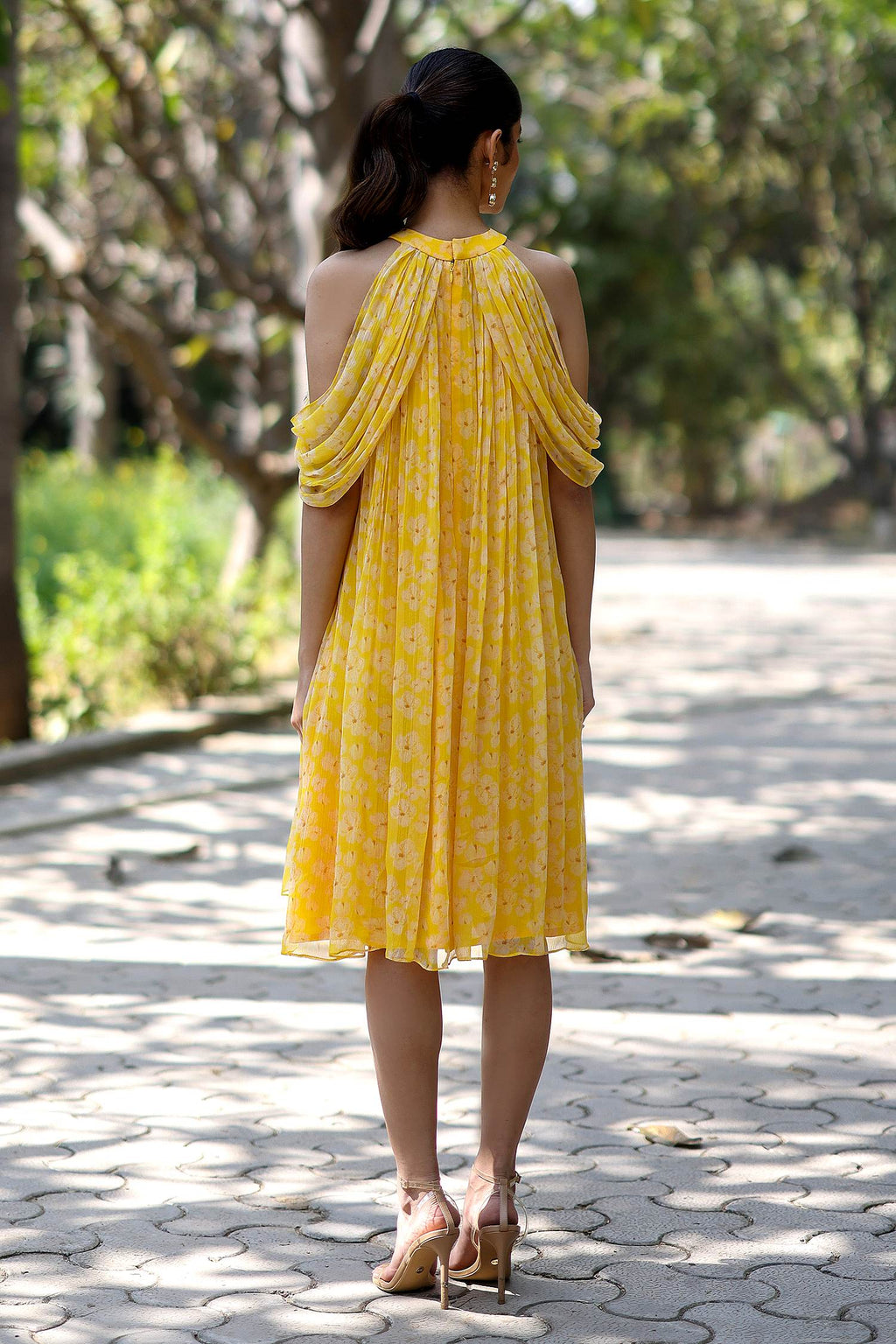Chiffon Petal Haze Bemberg Mini Dress by Ewoke with bemberg dress, bemberg fabric, Chiffon, drape dress, In Her Element, maxi dress, Midi Dress, Nostalgia's Thread by Ewoke at Kamakhyaa for sustainable fashion