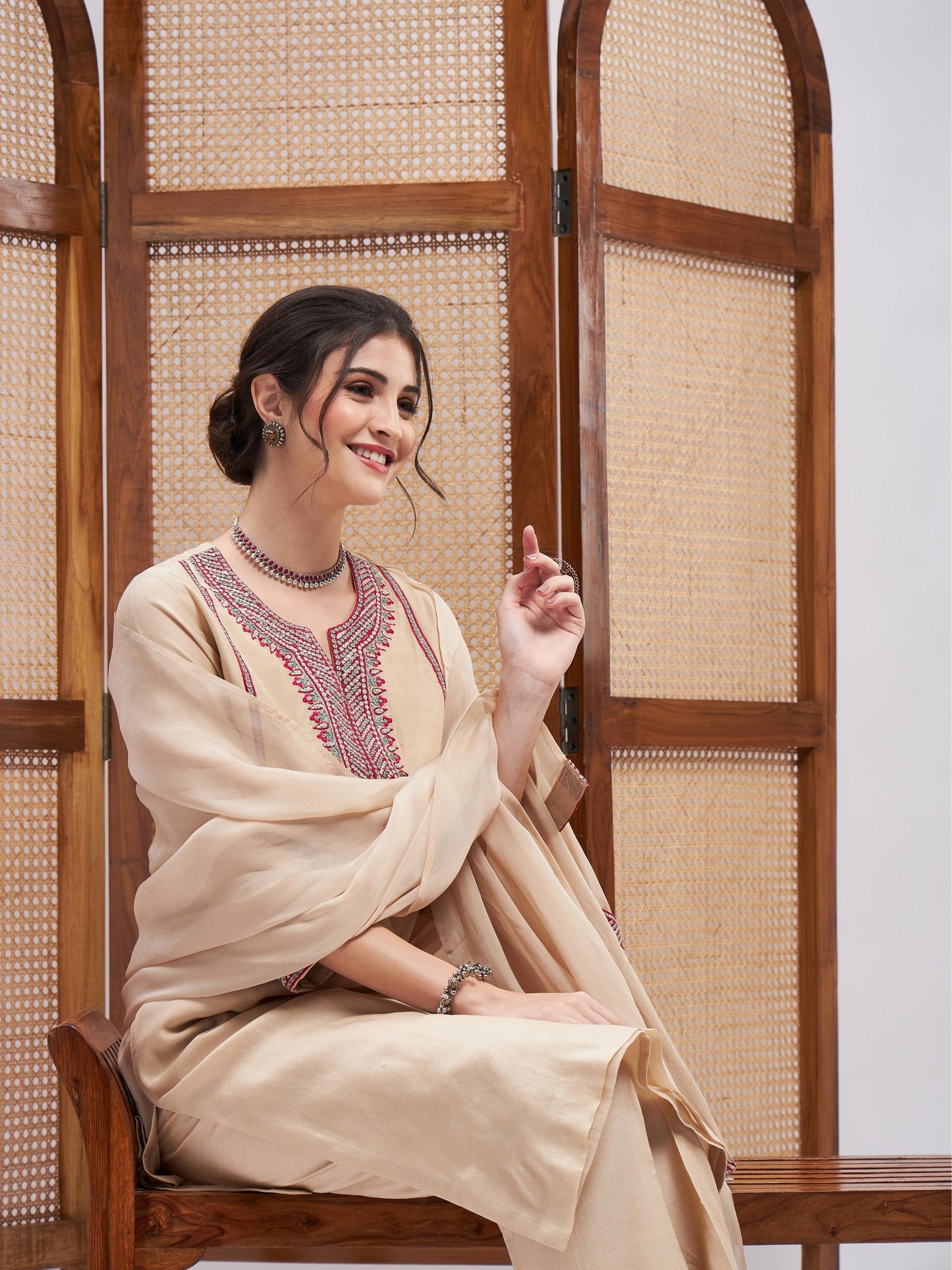 Sheereen Kurta Set by RoohbyRidhimaa with Large, Medium, Small, X-Large, X-Small at Kamakhyaa for sustainable fashion