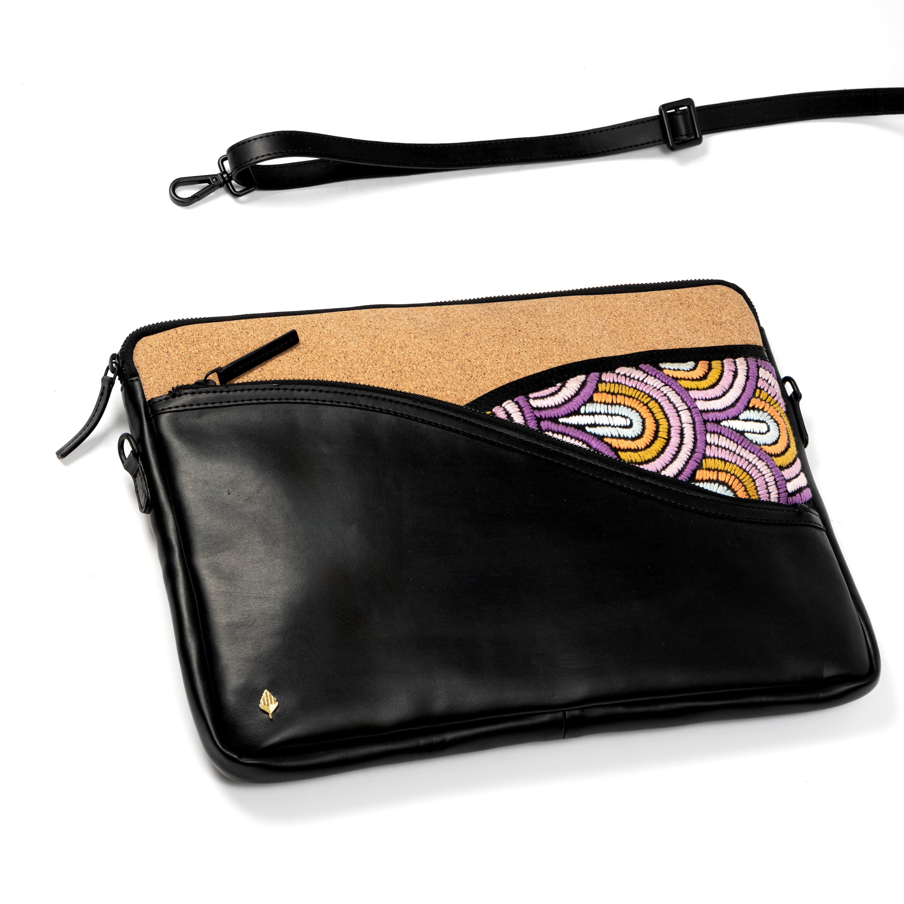 Acacia Vegan Leather Laptop Sleeve - Black by Green Hermitage with SS25 at Kamakhyaa for sustainable fashion