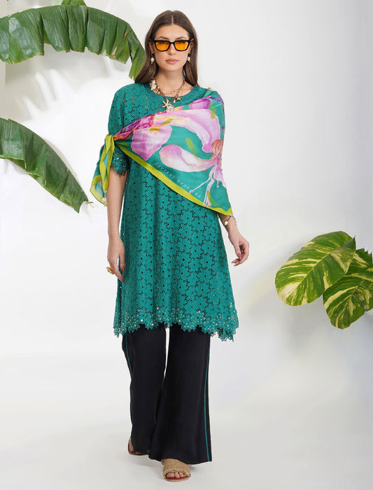 BRODERIE ANGLAISE TUNIC SET by devyanimehrotra.com with at Kamakhyaa for sustainable fashion