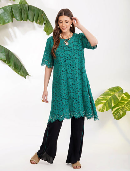 BRODERIE ANGLAISE TUNIC SET by devyanimehrotra.com with at Kamakhyaa for sustainable fashion