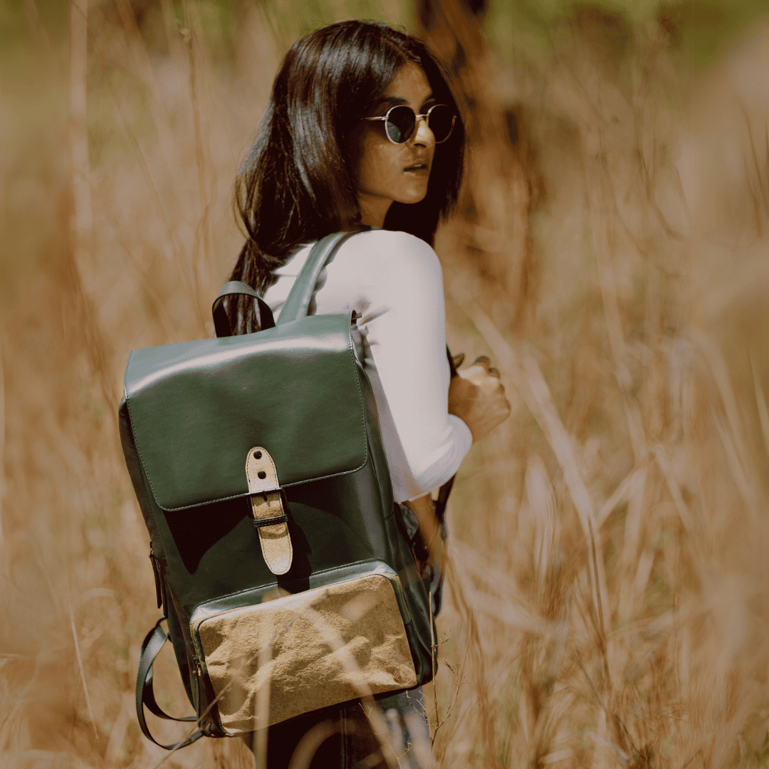 Arden Vegan Leather Backpack - Green by Green Hermitage with SS25 at Kamakhyaa for sustainable fashion